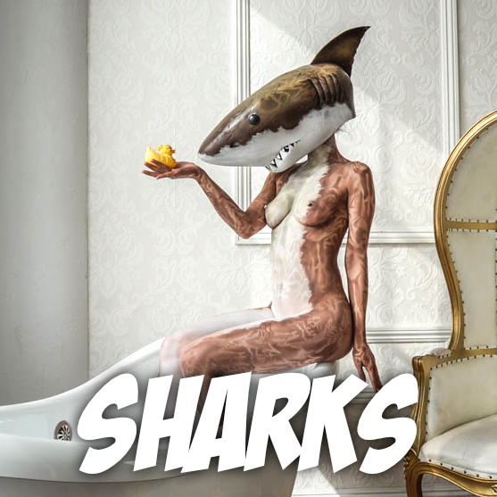 Sharks are People Too body paintings by Roustan