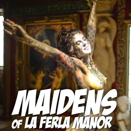 body paintings by body paint artist Paul Roustan at home of Dominic La Ferla