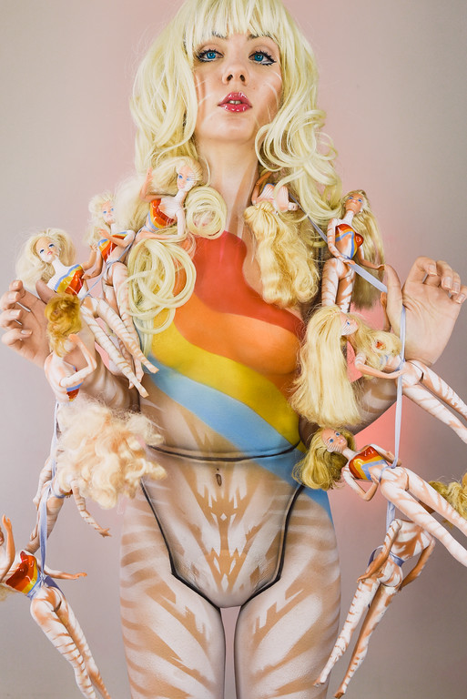 Barbie body paint by body painter Paul Roustan